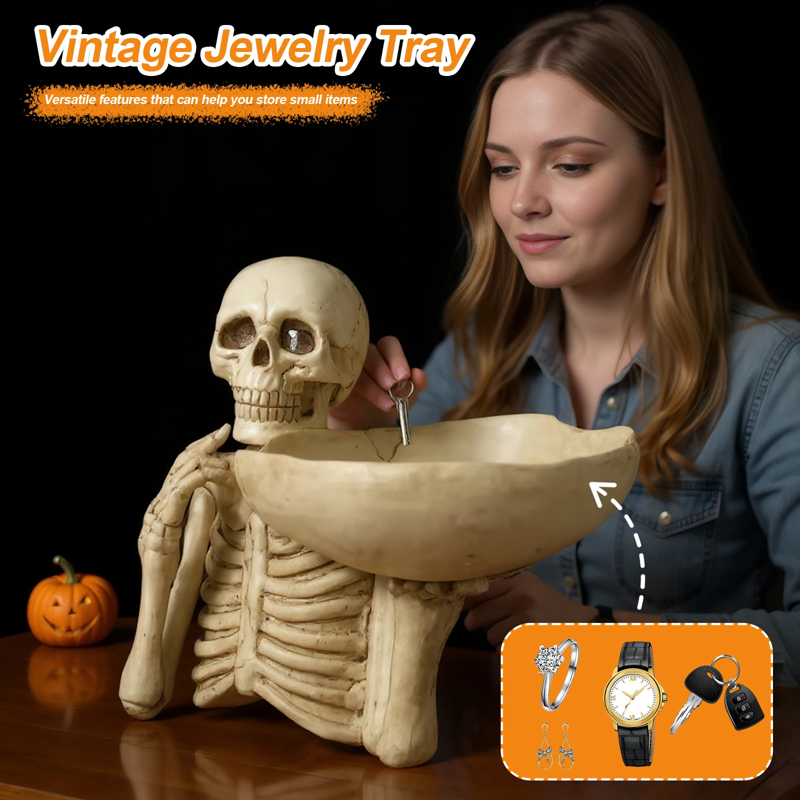 وعاء حلوى الهيكل العظمي للهالوين، صينية تخزين للوجبات الخفيفة من الراتنج، وعاء عرض الطعام للمنزل، صينية بار الحفلات على الطاولة