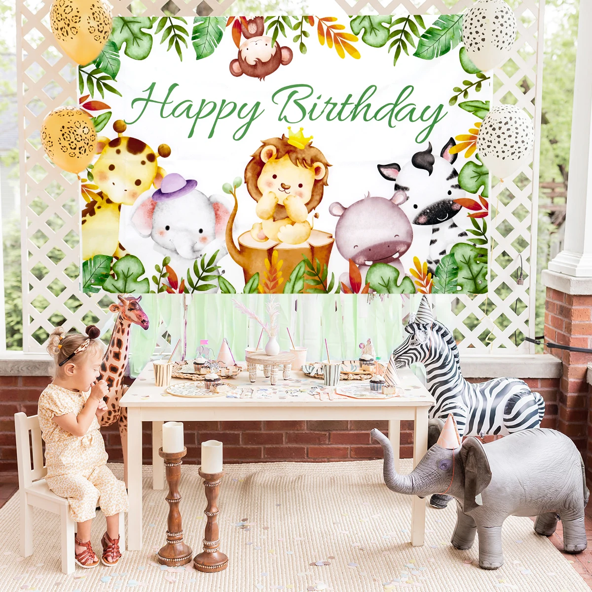 

Jungle Animal Safari Party Background Backdrop Wild One 1st Happy Birthday Party Decoration Newborn Baby Shower Photo Background