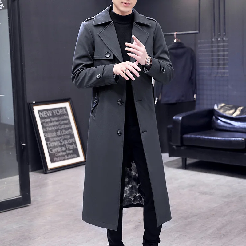 X-long Blackish Green Steampunk Style Clothing Slim Fit Trench Coat Man Classic Retro British Style Overcoats Mens Long Jackets