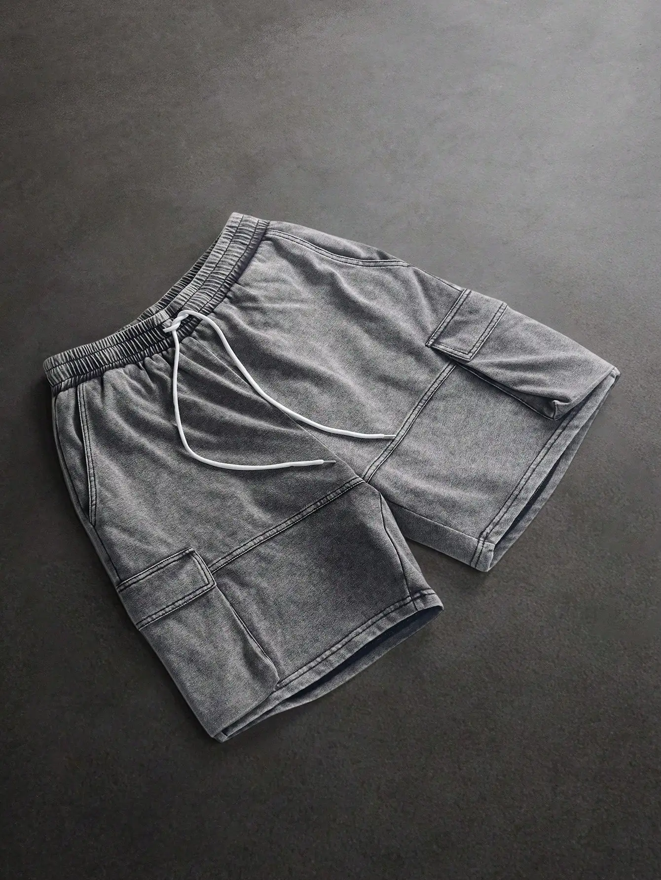 Y2k Retro Vintage Streetwear Men's Baggy Cargo Shorts Vintage Wash Drawstring Waist Multi Pocket Casual Daily Jogging Gym Shorts