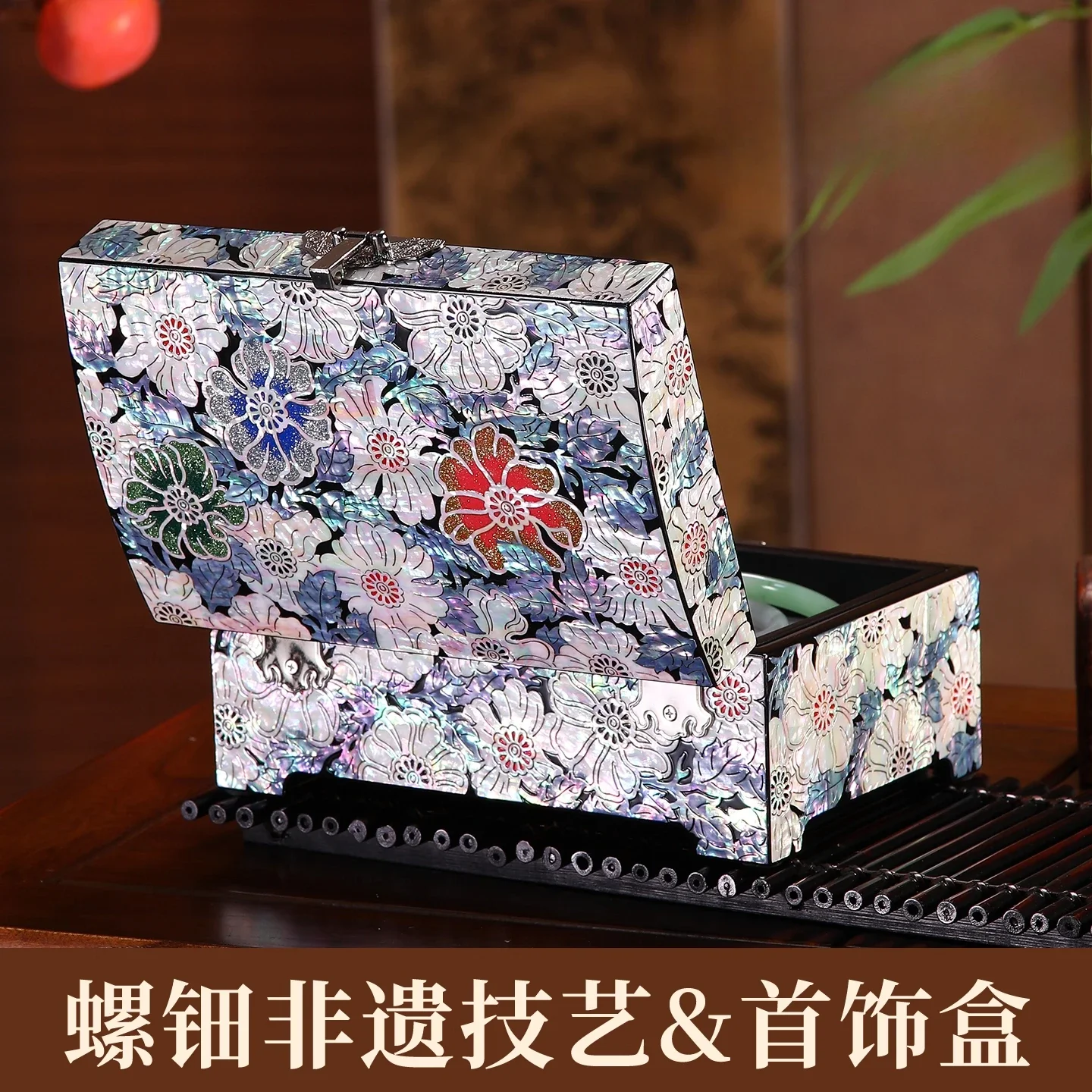 Intangible Cultural Heritage Shell Snail Jewelry Box Lacquerware Engagement Wedding Gift Necklace Pingyao Lacquerware Dowry
