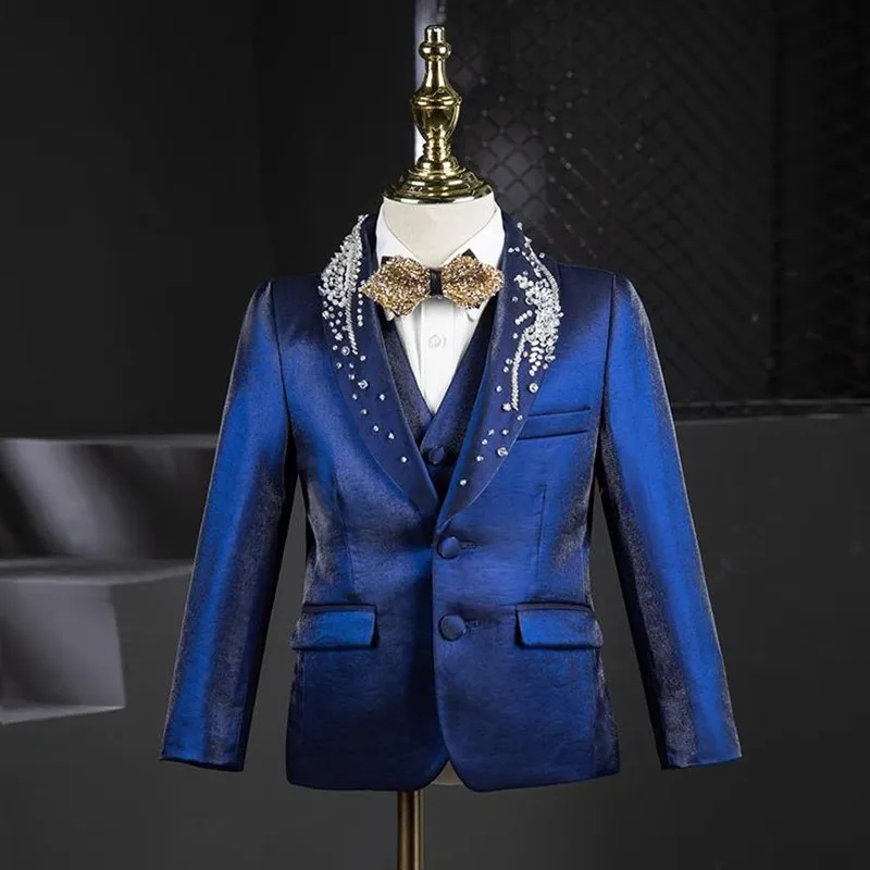 New High-End Children\'s Prom Suits Wedding Birthday Party Kids Piano Performance Boy\'s Blazer Sets A3966