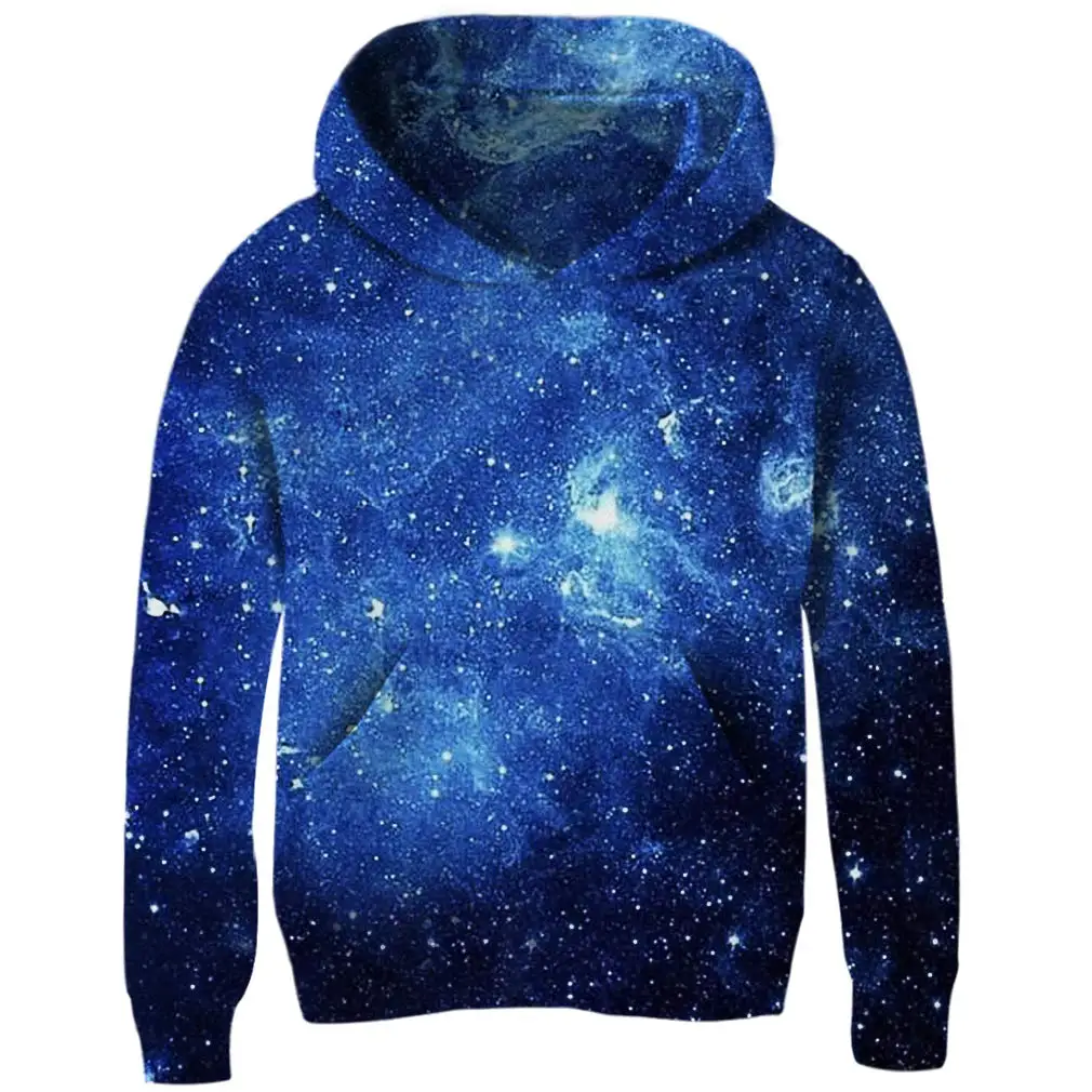 4-14 Years Children\'s Kids Cute Boys and Girls Lightweight  3D Colorful Universe Graphic Print Polyester hoodies Tops