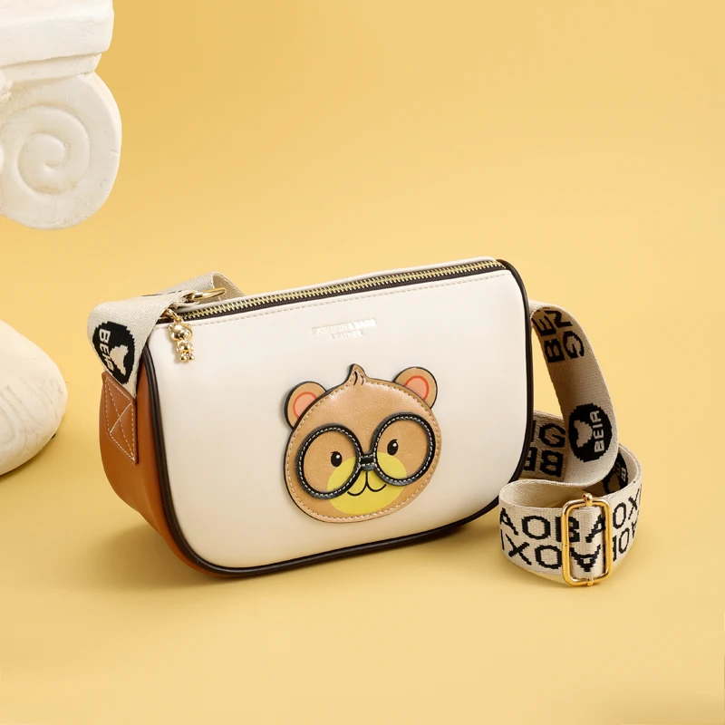 stylish and playful women purse Girl Casual crossbody bags for women Thick shoulder strap cute bear pattern women shoulder bag