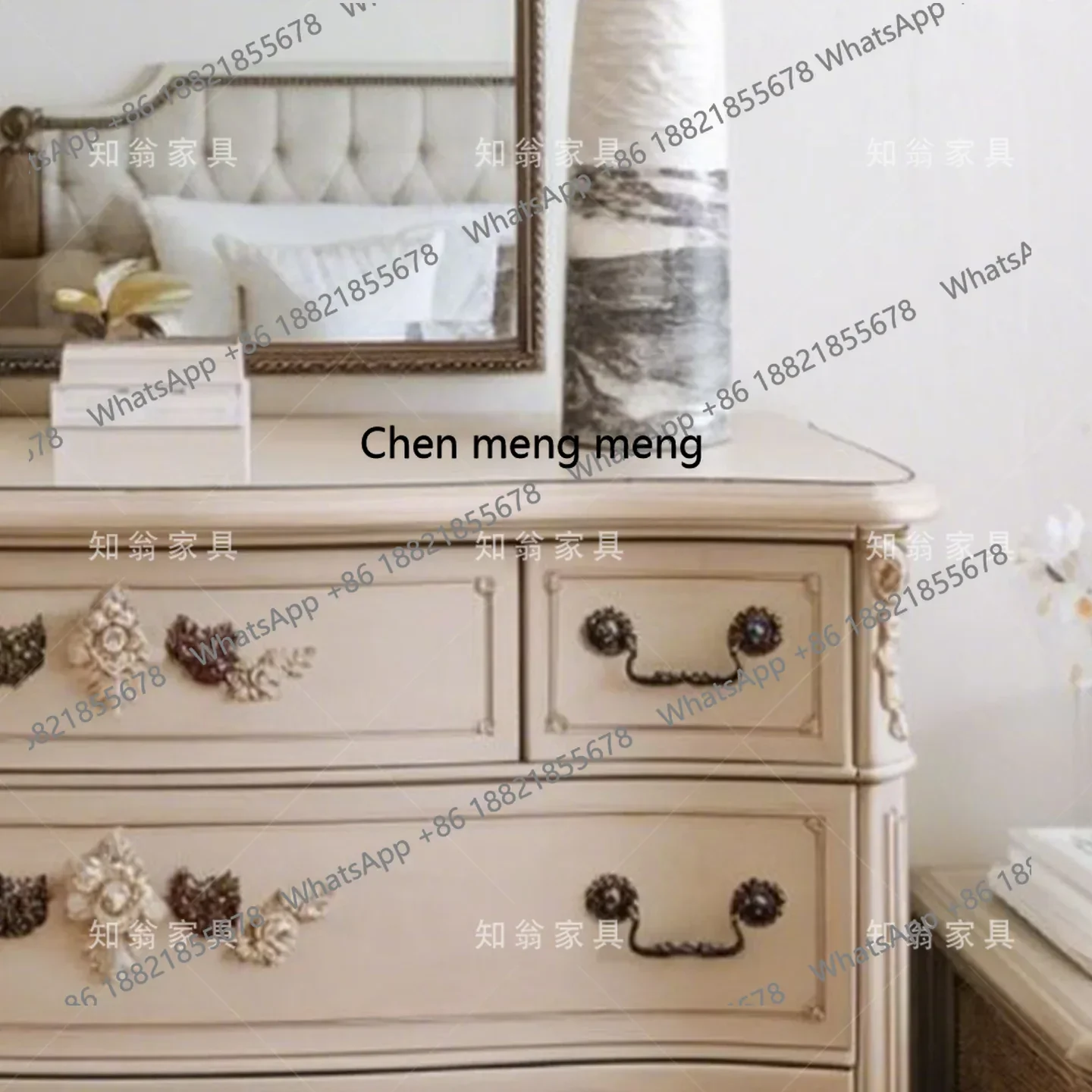 الفرنسية الرجعية الخشب الصلب نحت زهرة الشرفة خزانة غرفة نوم مضمد ديكور المنزل خزانة H #5