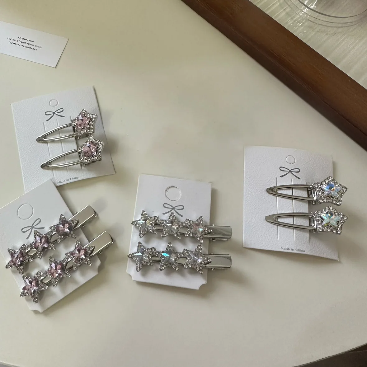 2pcs/bag Super Sparkling Rhinestone Star Hair Clips Diamond Bangs Side Clips Duckbill Clips Broken Hairpins Forehead Edge Clip