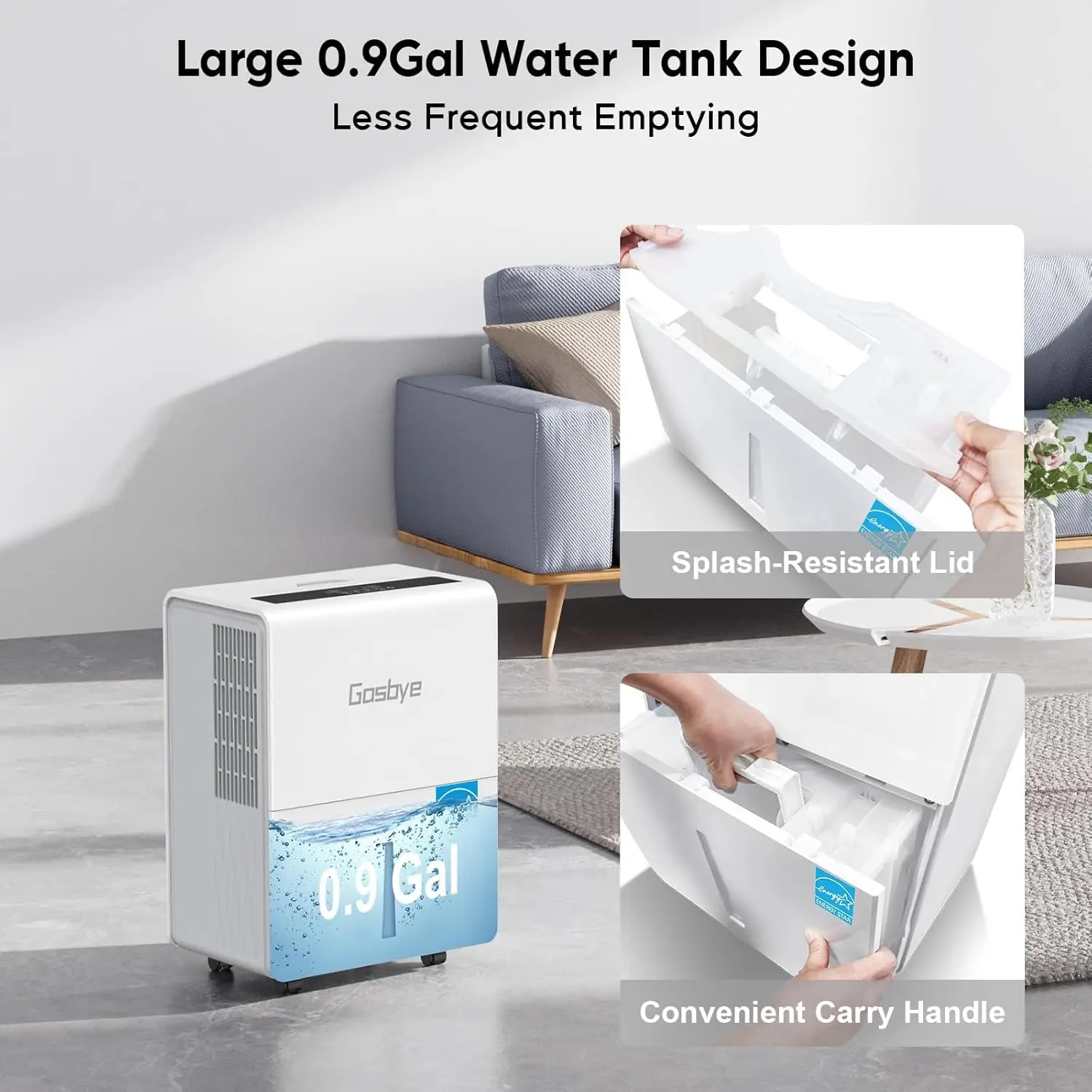 3200   Dehumidifier for Basement with Drain Hose, Max 95 Pints/Day Dehumidifier for Large Room, Powerful Humid