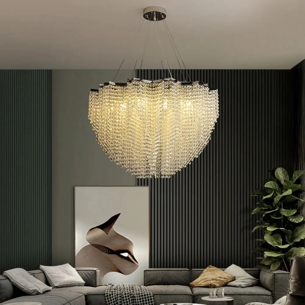 

Хрустальная люстра с бисером, столовая, роскошные хрустальные подвесные светильники, кухонный остров, регулируемая яркость, светодиодные светильники, подвесные светильники