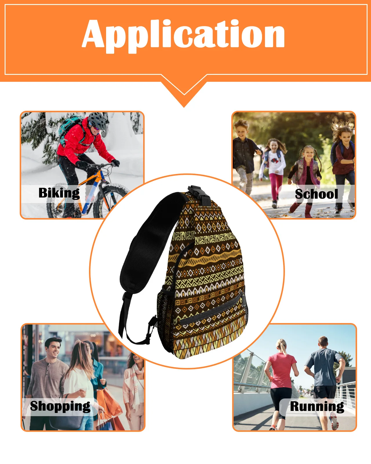 African Tribal Pattern Chest Bag for Men Casual Sports Shoulder Bag Women's Travel Waterproof Messenger Bag