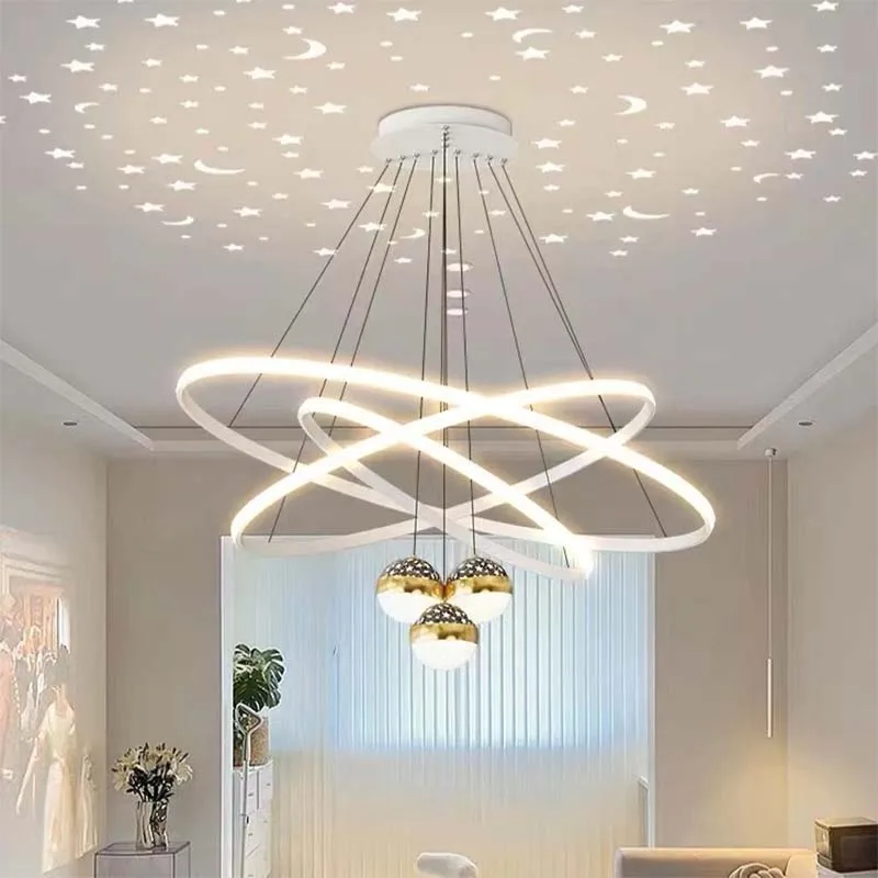 Imagem -03 - Starry Sky Teto Lâmpada Pingente Living Room Lighting Decoration Luxurious Bedroom And Dining Room Decoration