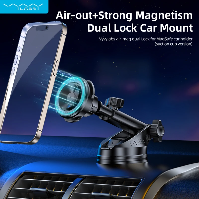 

VYVYLABS Magnetic Car Phone Suction Cup Holder Car Phone Stand For Magsafe iPhone 15 14 13 12 ProMax Holder