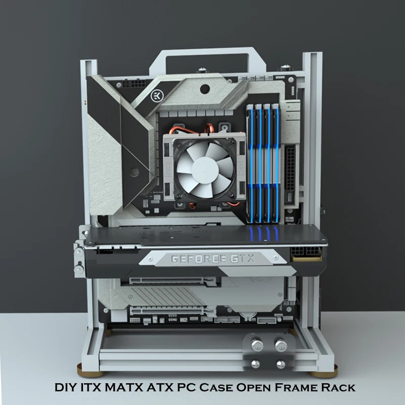 خزانة ألعاب MOD، حافظة ITX MATX ATX PC ذات إطار مفتوح، هيكل ألعاب الكمبيوتر المكتبي المبرد المائي، شخصية عمودية