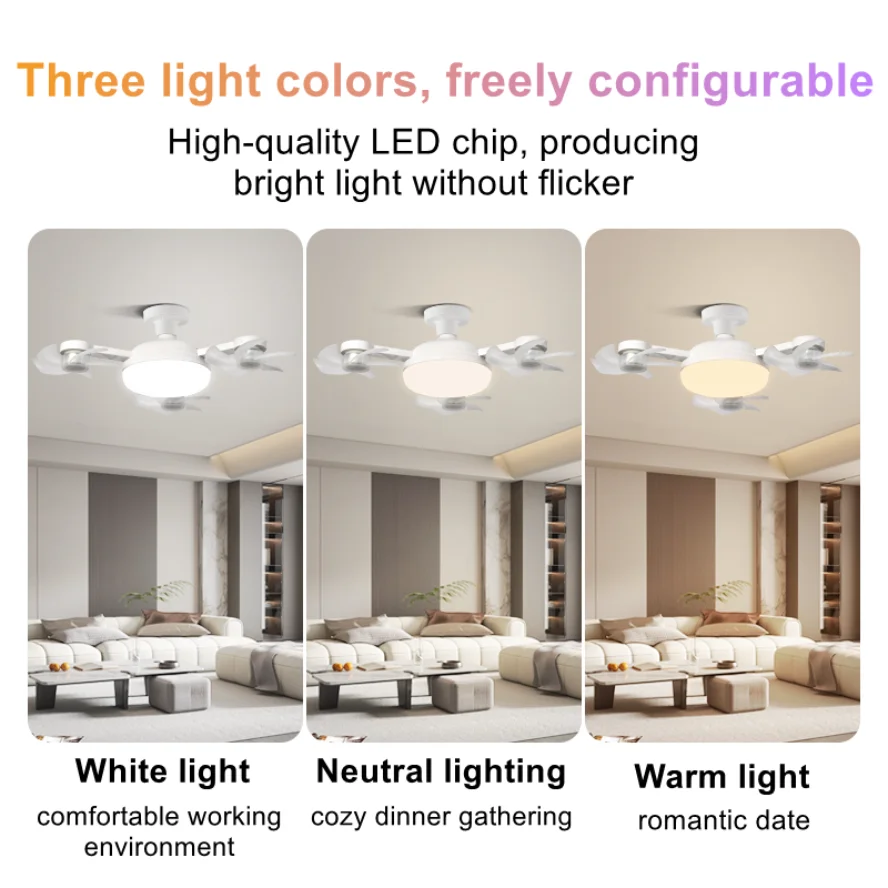 3/4Head E27 Fan Light 2-in-1 Drone Design Ceiling Fan Light with Remote Control AC85-265V Fan Lighting Bulb for Home Restaurant