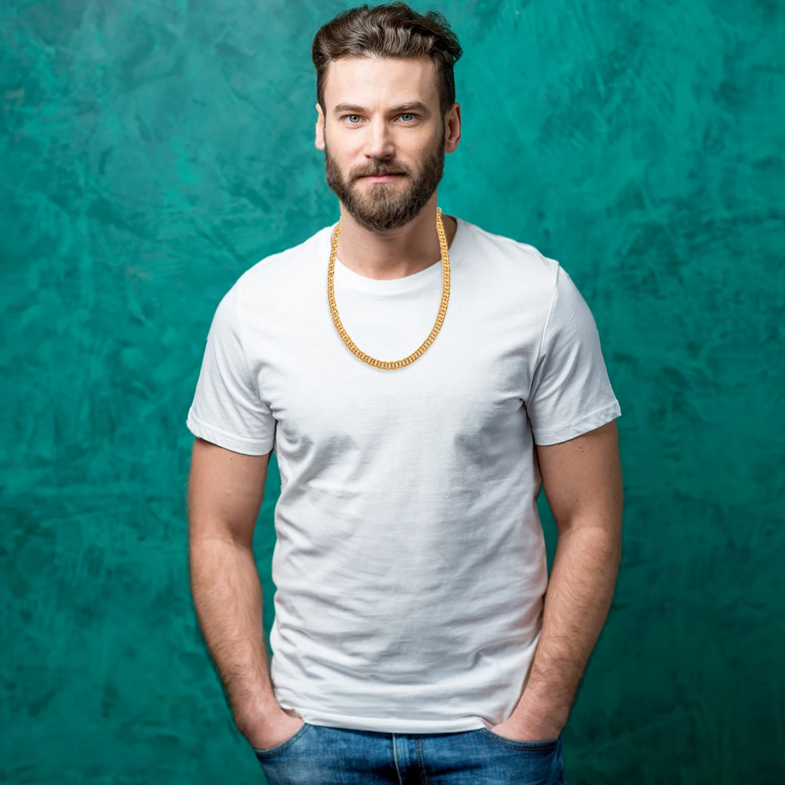 

Men Imitation Golden Necklace Chunky Cuban Curb Style 60Cm Casual Party Hip Hop Chain Ornament Gift for Men Husband