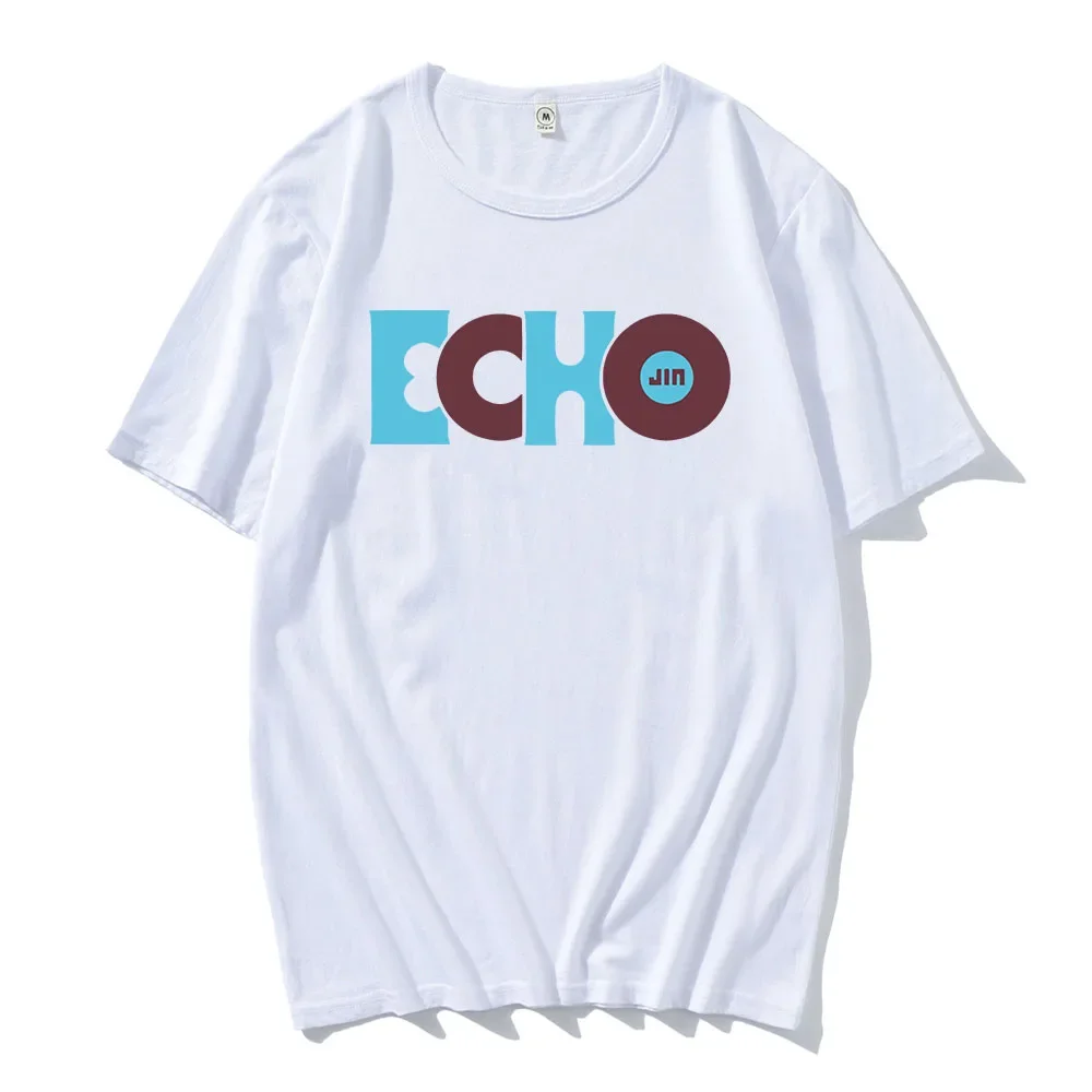 الكورية IdolJin صدى ألبوم منفرد تي شيرت قصير الأكمام القطن فضفاض بلايز للذكور موضة كوريا نمط الجرافيك تي شيرت الرجال تيز #1