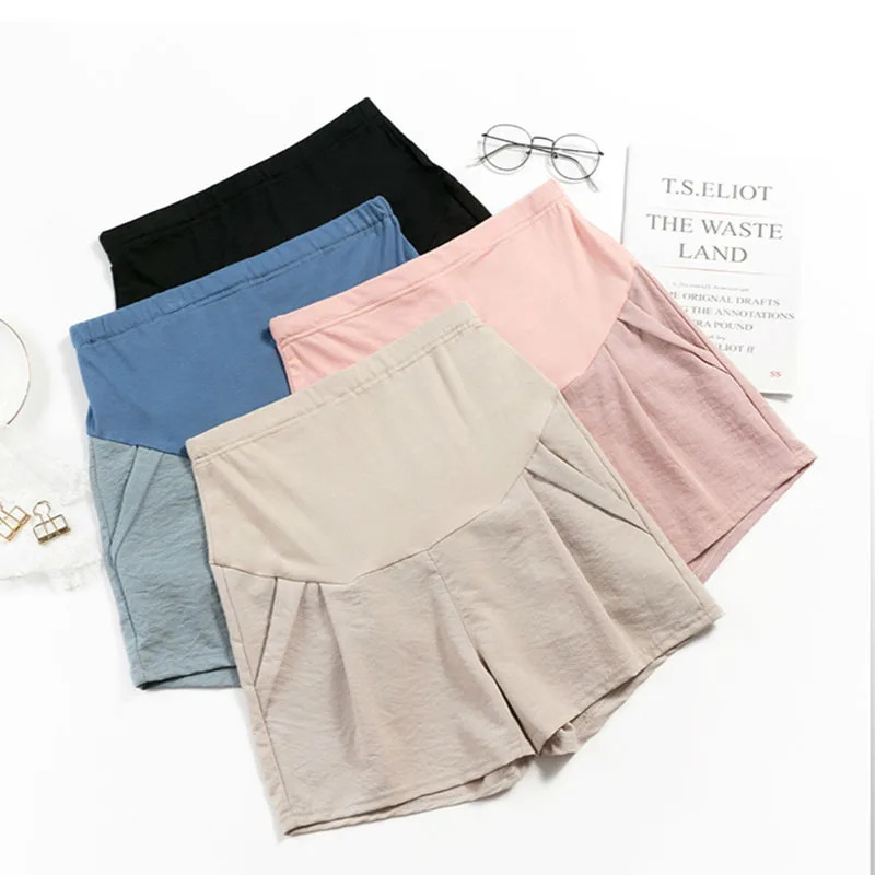 Summer Cotton Maternity Belly Short Pants Pregnant Women Shorts Pregnancy Short Trousers Adjustable Belly Clothes Korean Style