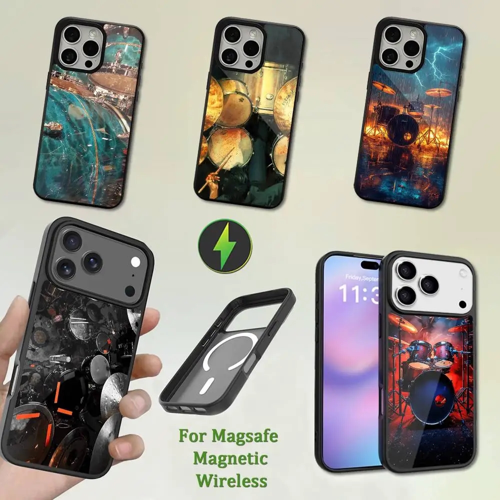 

Rock Art Drum Drummer For iPhone 12,Pro,16,15,Mini,13,17,Max,11,14,Plus,For Magsafe,Magnetic Wireless Charging Case