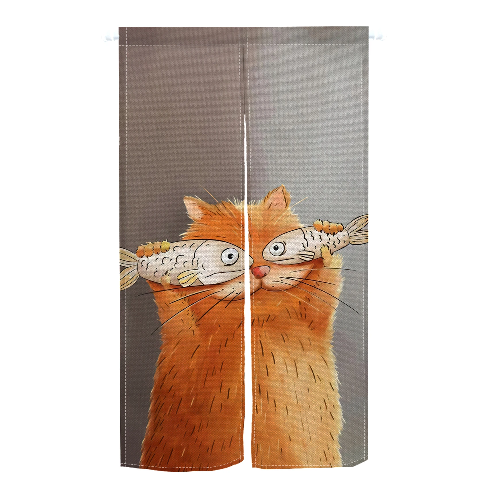 

Japanese Door Curtain Cat Print Cute Animal Curtain Living Room Bedroom Partition Kitchen Entrance Hanging Half Curtain Decor