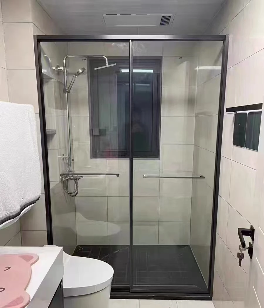 Frameless Shower Door 10mm Clear Tempered Glass Noiseless Shatterproof Bathroom Shower Doors