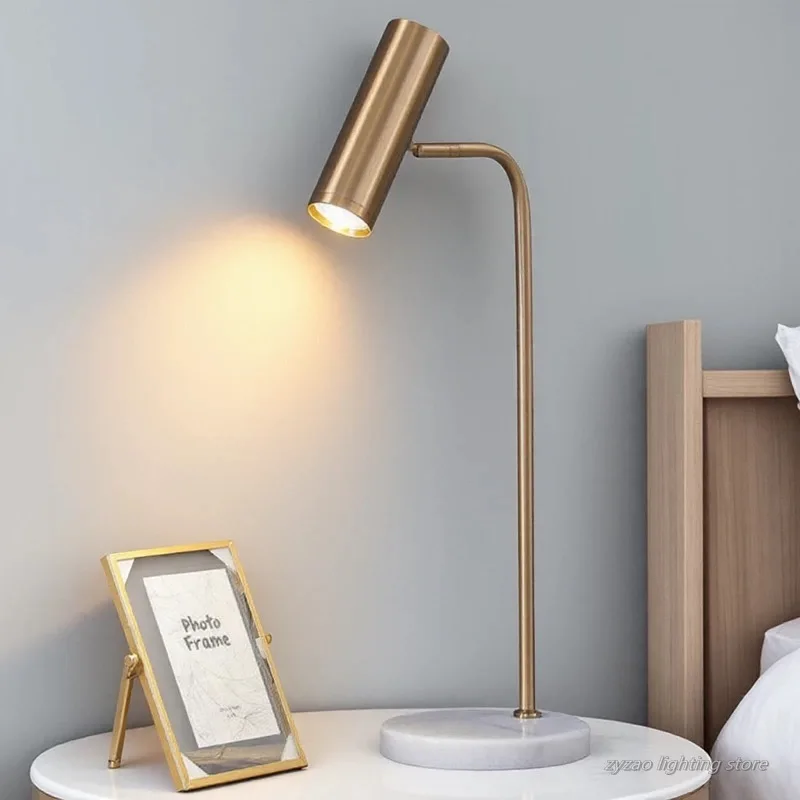 Nordic Modern Led Desk Lamp Simple Study Bedroom Bedside Light Model Room Student Dormitory Reading Lamp Marble Decor Desk Light