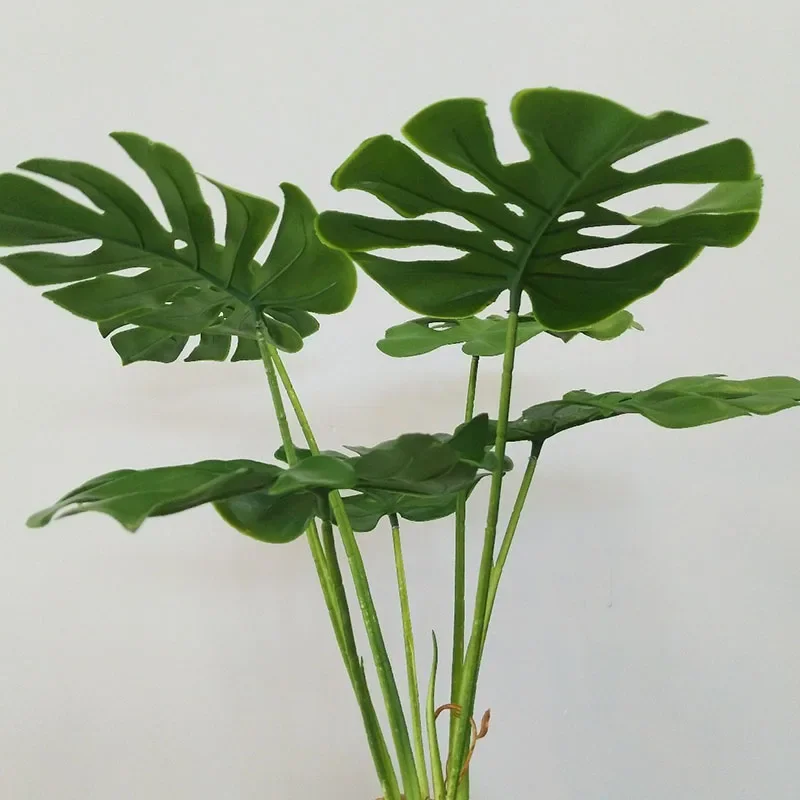 32 "große Gefälschte Pflanzen Tropical Monstera Künstliche Palme Kunststoff Blatt Wasser Anlage für Büro Schreibtisch Home Garten Grün decor – Detail 14
