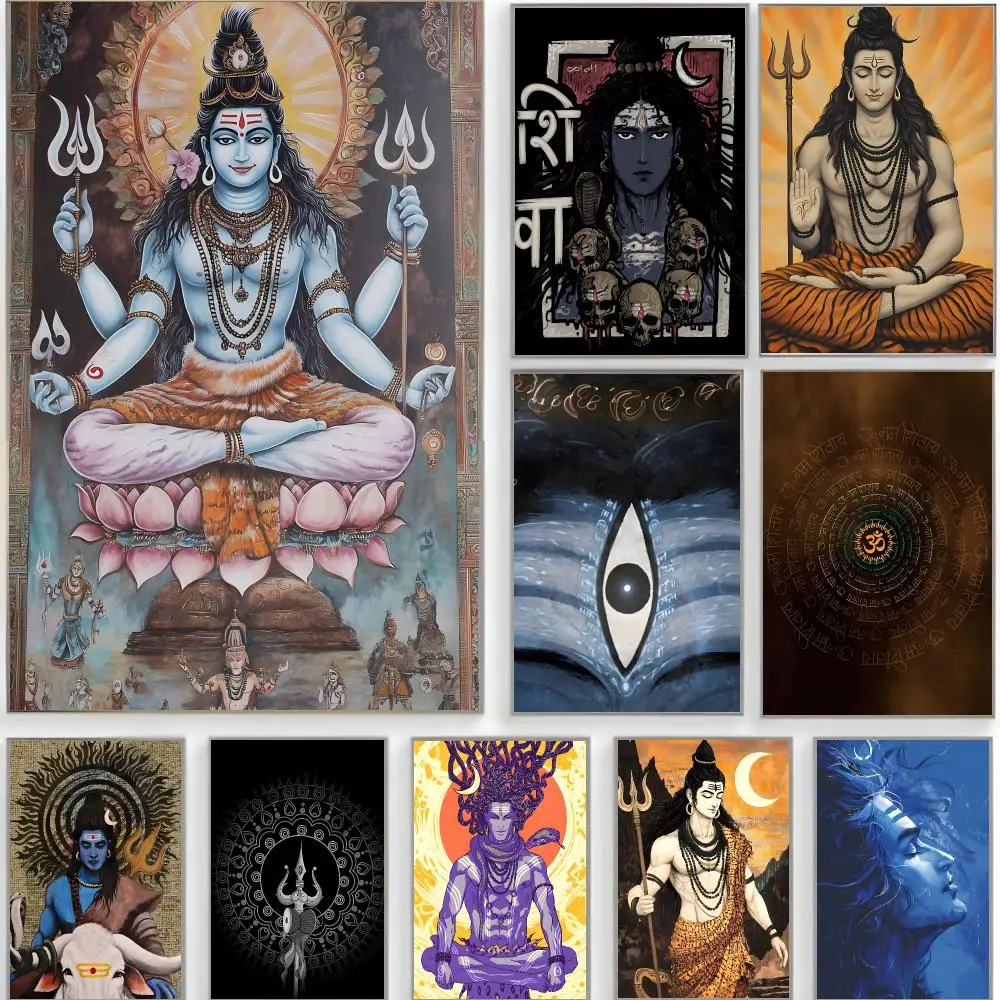 Spiritual Artwork Lord Shiva Hindu God Buddha Poster Classic Wall Art  Home Decor  Peel and Stick Unframed