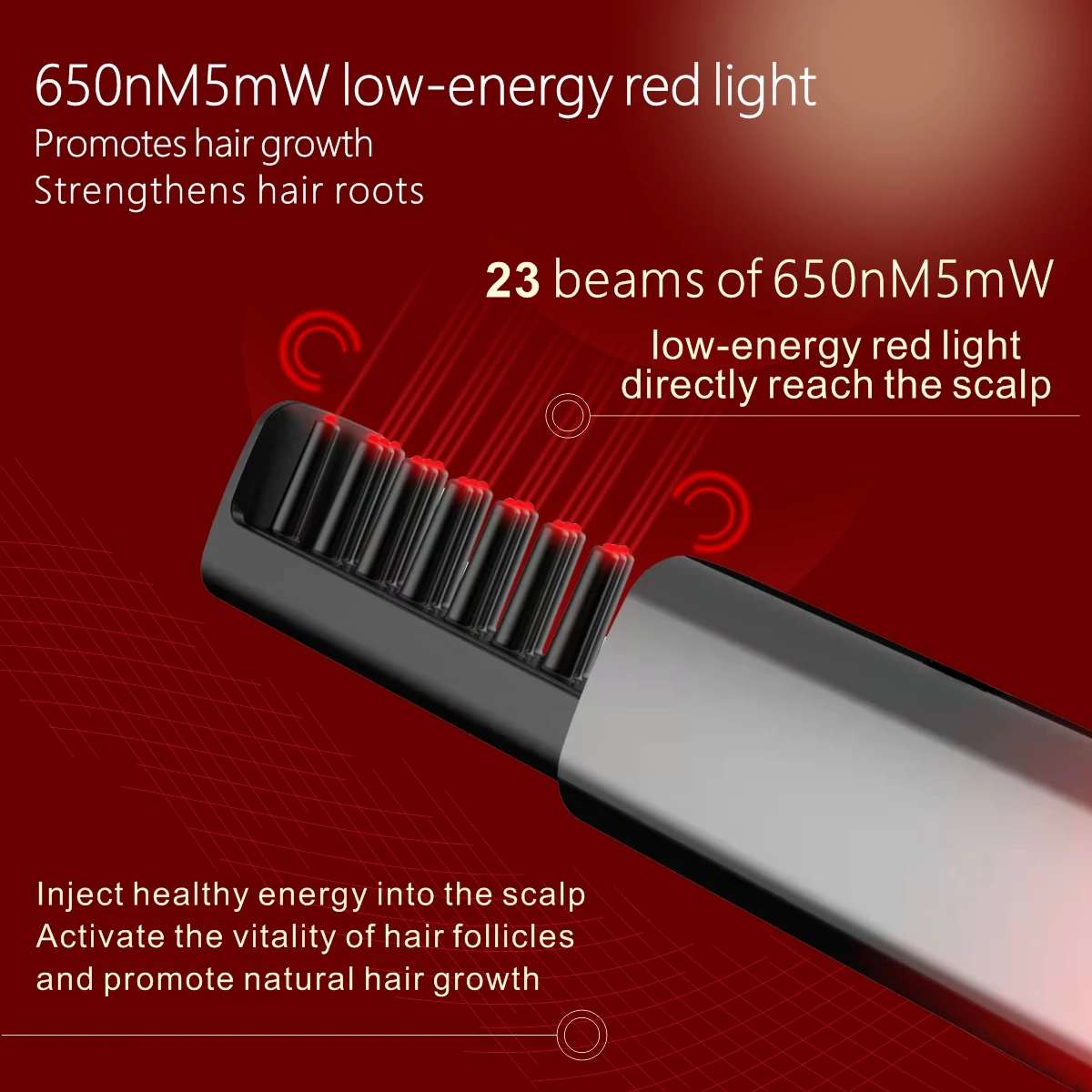 New Arrivals 3 in 1 Portable Red Light Hair Growth Comb Vibration Hair Massager Scalp Brush Anti Hair Loss