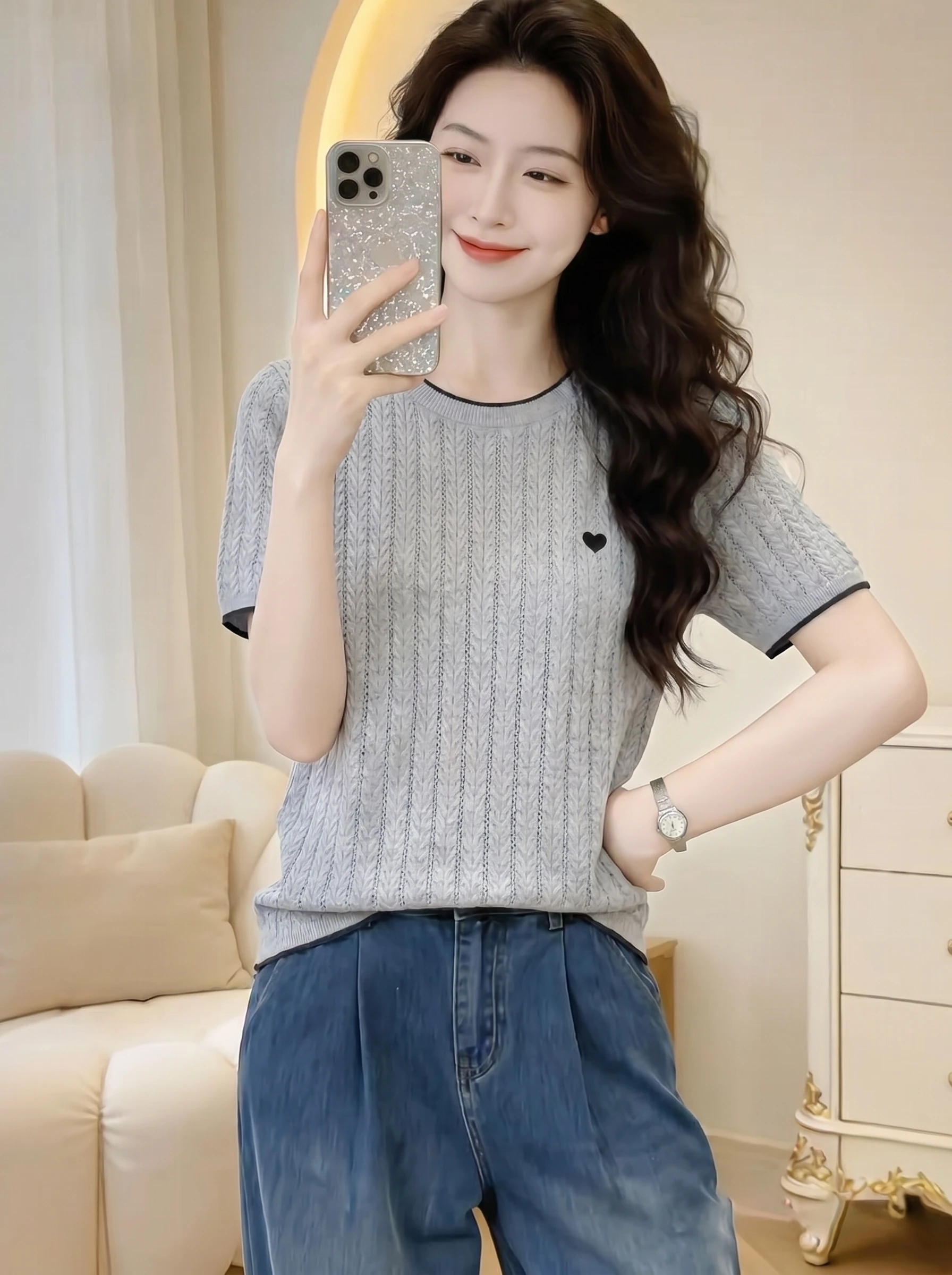 Korean Style Striped Short Sleeve T-Shirt Women Summer New Loose Slimming Half Sleeve Top Breathable Comfortable Skin-Friendly