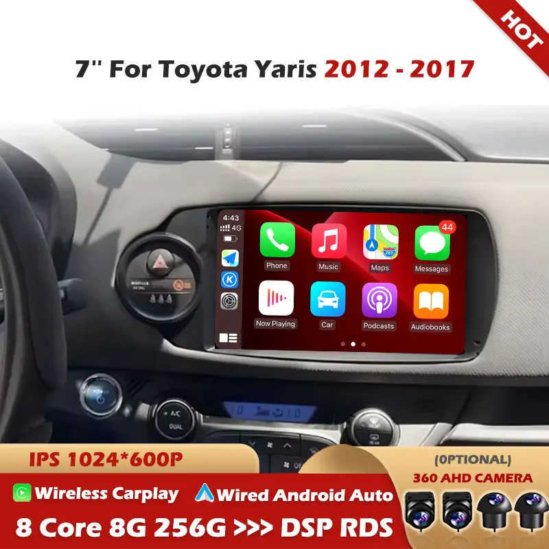 

For Toyota Yaris 2012 2013 2014 2015 2016 2017 Android 16 Carplay Car Radio Navigation GPS Multimedia Player stereo wifi BT Auto
