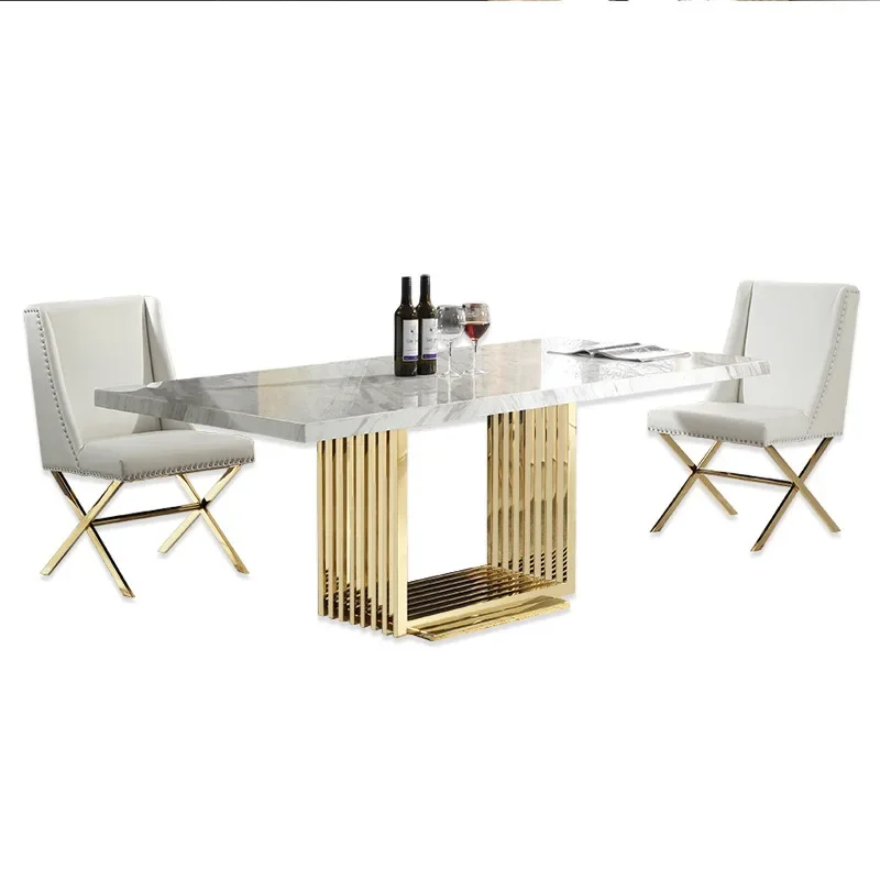 Modern Villa Model Marble Dining Table Dining Room Furniture Household Rectangular Dining Table Set