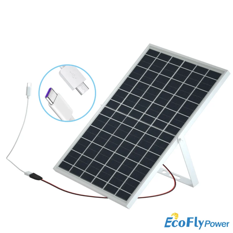 

3W 6W 10W Solar Panel Polycrystalline Silicon With Android/Type-c Interfaces Waterproof For Surveillance Camera Doorbell