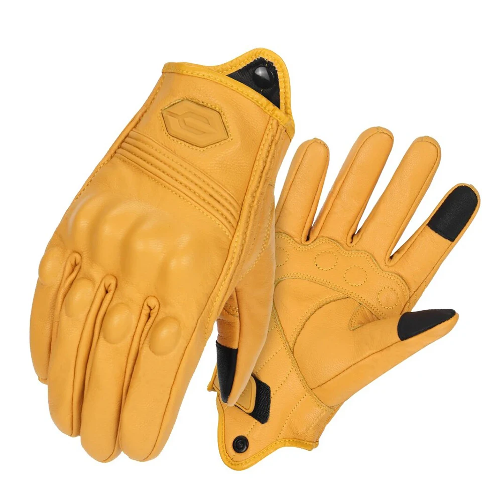 ​ Vintage lederen motorhandschoenen Zomer ademende unisex bikerhandschoenen met antislip ventilatieontwerp Motorrithandschoen