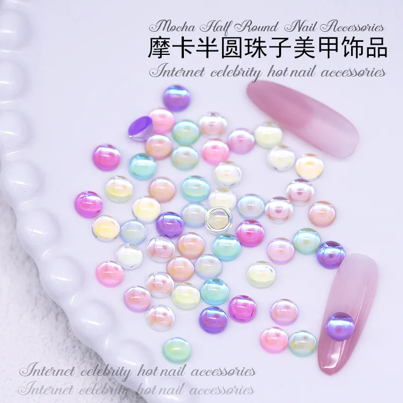 40 pièces 6mm dos plat 3D Nail Art décoration strass accessoires hémisphérique sirène perles charme pour ongles manucure fournitures