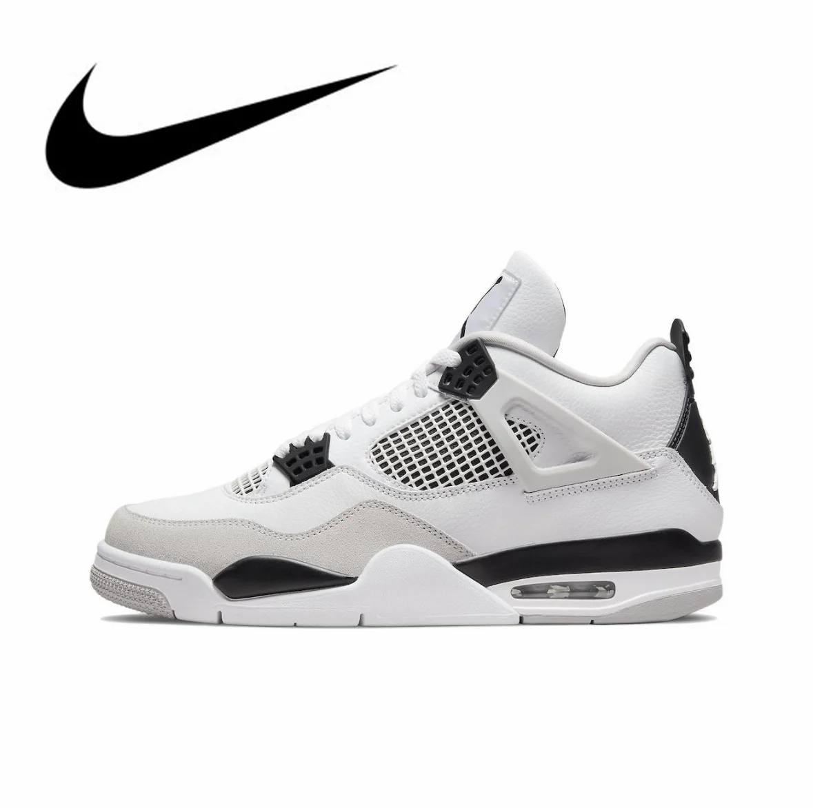 Jordan 4 Retro Military Black basketball shoes For Men's Women's Classics Outdoor Sports Sneakers WHITE BLACK NEUTRAL GREY