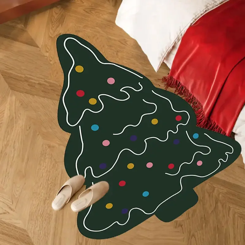 VIKAMA Cute Christmas Bathroom No Slip Rugs Xmas Decorations Bath Mat Christmas Tree for Home Holiday Christmas Decoration