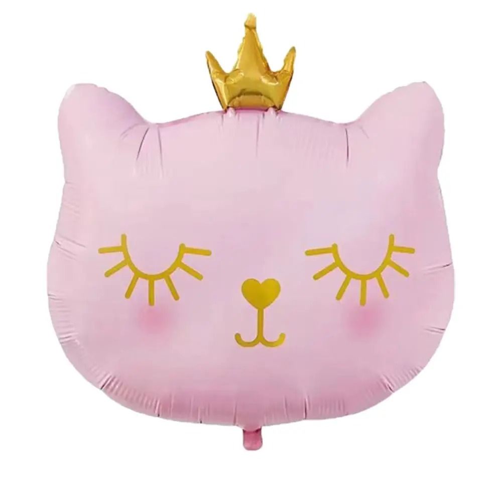 Black/pink 3D Cat Head Shape Gifts Aluminium Foil with Crown Birthday Decor Inflatable Balloon Foil Balloons Party Supplies