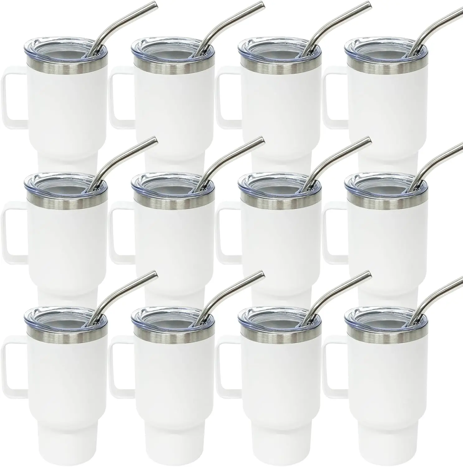 

3 oz Mini Tumbler Shot Glass with Straw and Lid, 12 Pack Stainless Steel Double Wall Insulated Cups for Party