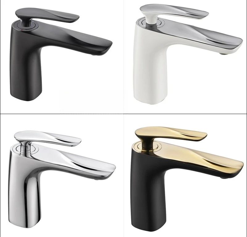

Black Basin Faucet Hot and Cold Water Bathroom Cabinet Toilet Counter Basin Full Copper Washbasin Faucet