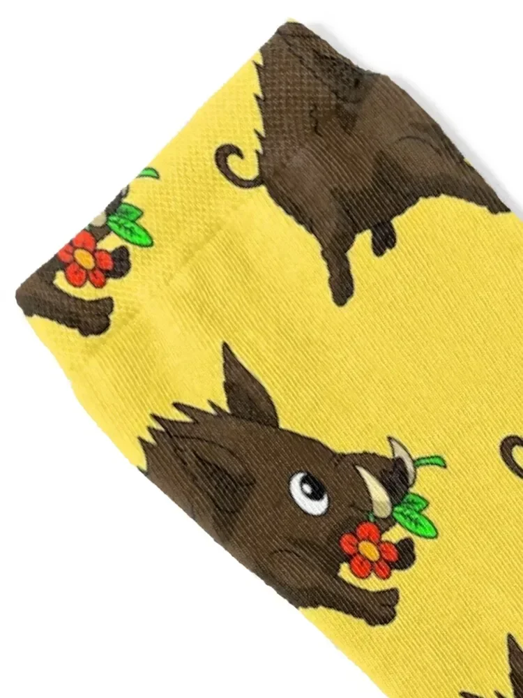 a cute wild boar pig with a flower. kawaii forest animal. Socks basketball Stockings Man Socks Women's