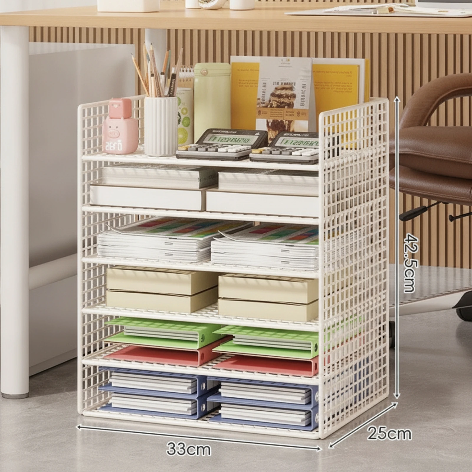 Under-Desk File Storage Rack Multi-Tier Six-Layer File Organizer Desk Organizer with Shelves Slim Long-Lasting for Professionals