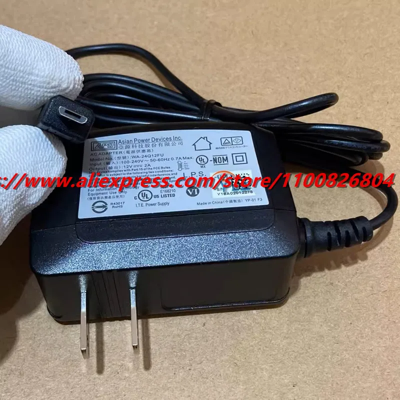 Genuine Asian Power Devices APD 12V 2A WA-24Q12FU AC Adapter Laptop Charger Micro USB  US Plug Adaptor