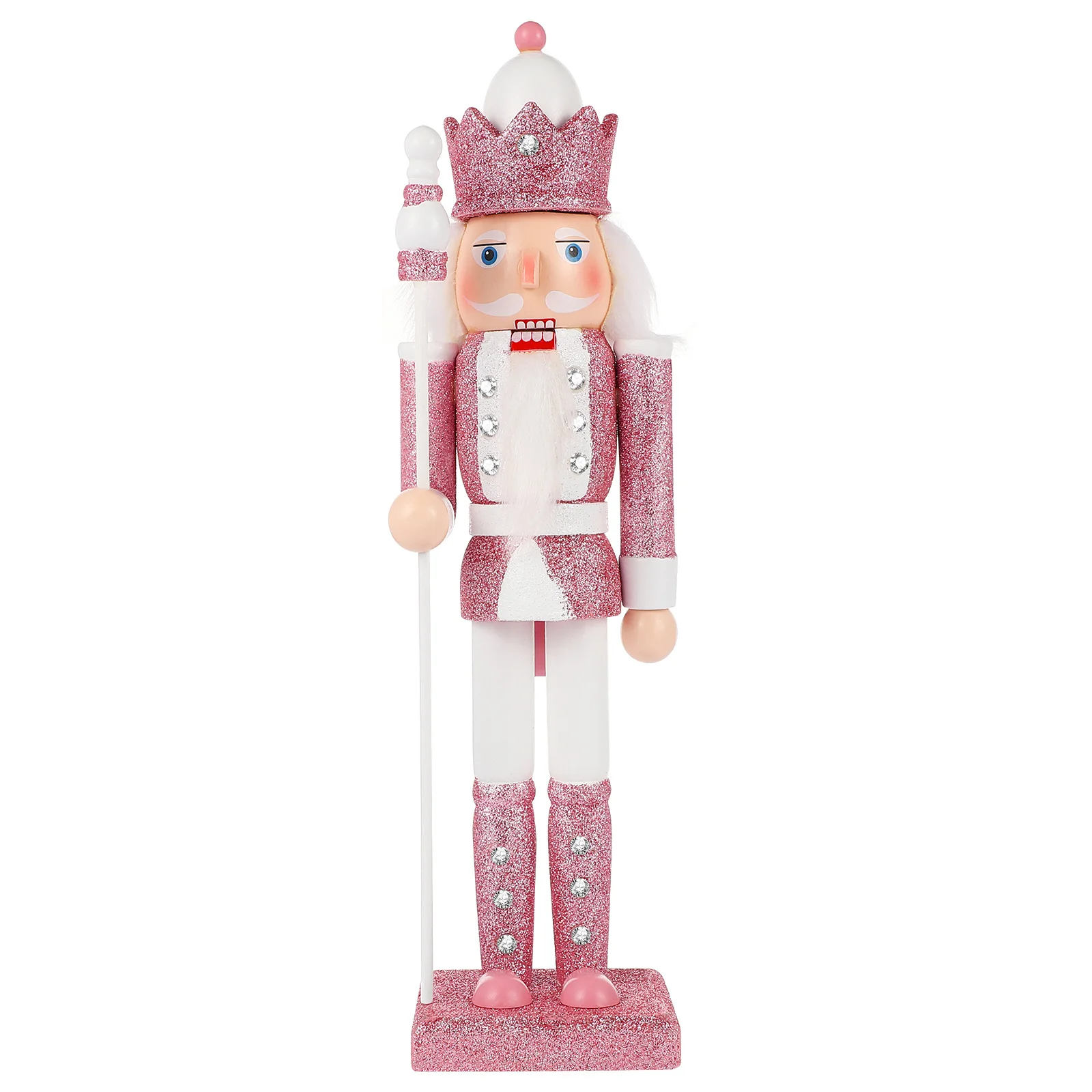 

Pink Wooden Nutcracker Figure Traditional Christmas Decoration Holiday Home Decor Craft Ornament Gift Glitter Nutcracker