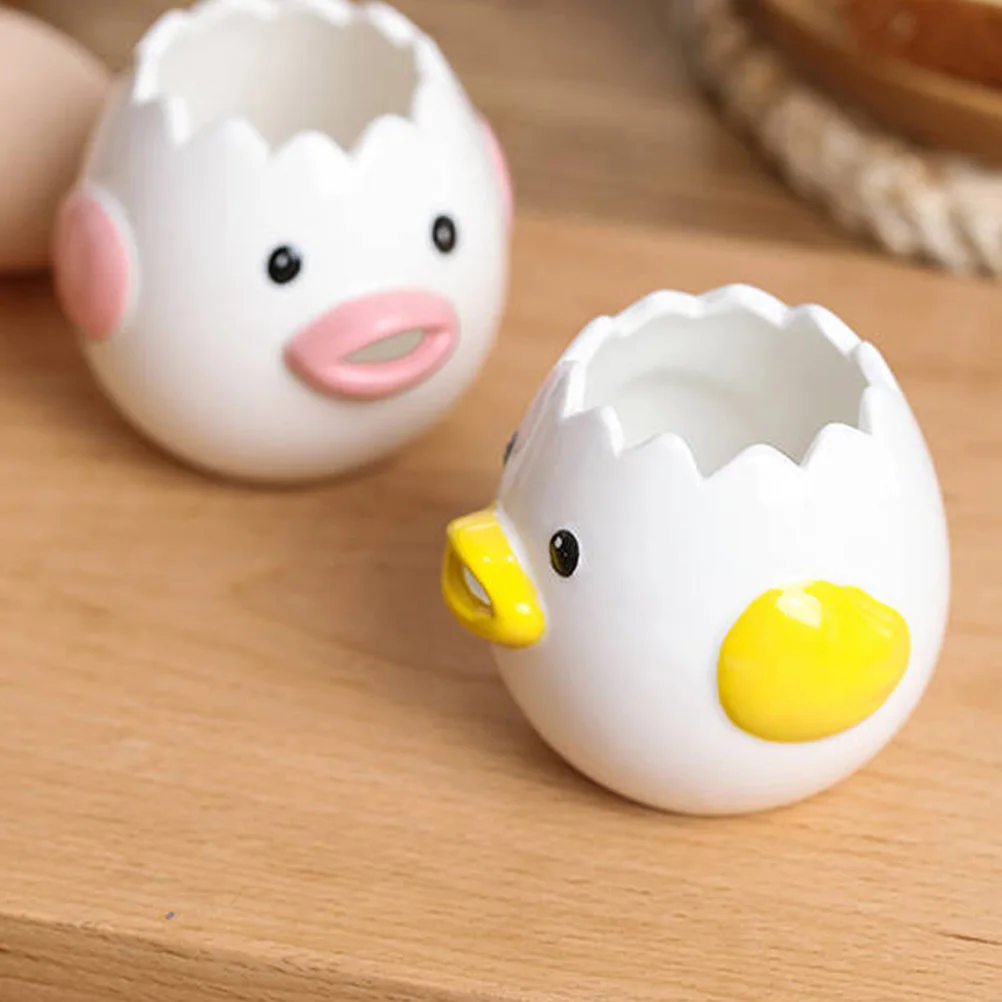 

2Pcs Egg Yolk Separator Adorable Ceramic Extractors Easy to Use Kitchen Baking Tool Ceramic Egg Extractors Useful Baking Tools