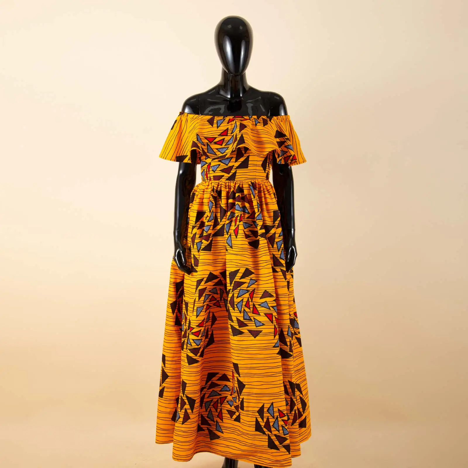 African Long Maxi Dresses for Women Off Shoulder Wax Attire Party Wedding Wear A-line Dress Casual Print AFRIPRIDE S1925099