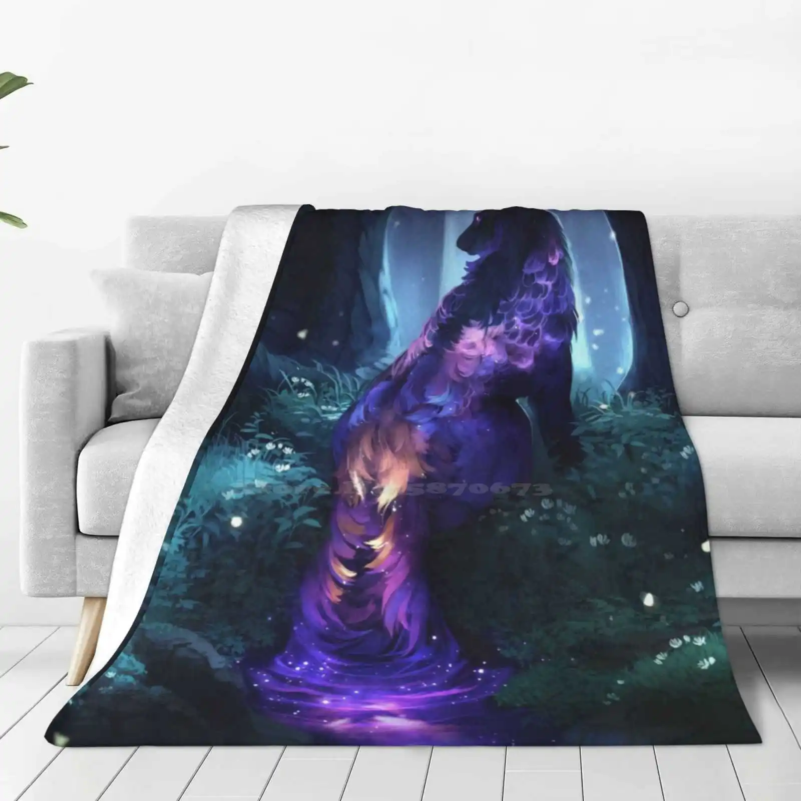 Luminous Low Price New Print Novelty Fashion Soft Warm Blanket Wolf Dog Canine Stars River Forest Space Galaxy Animal Fantasy