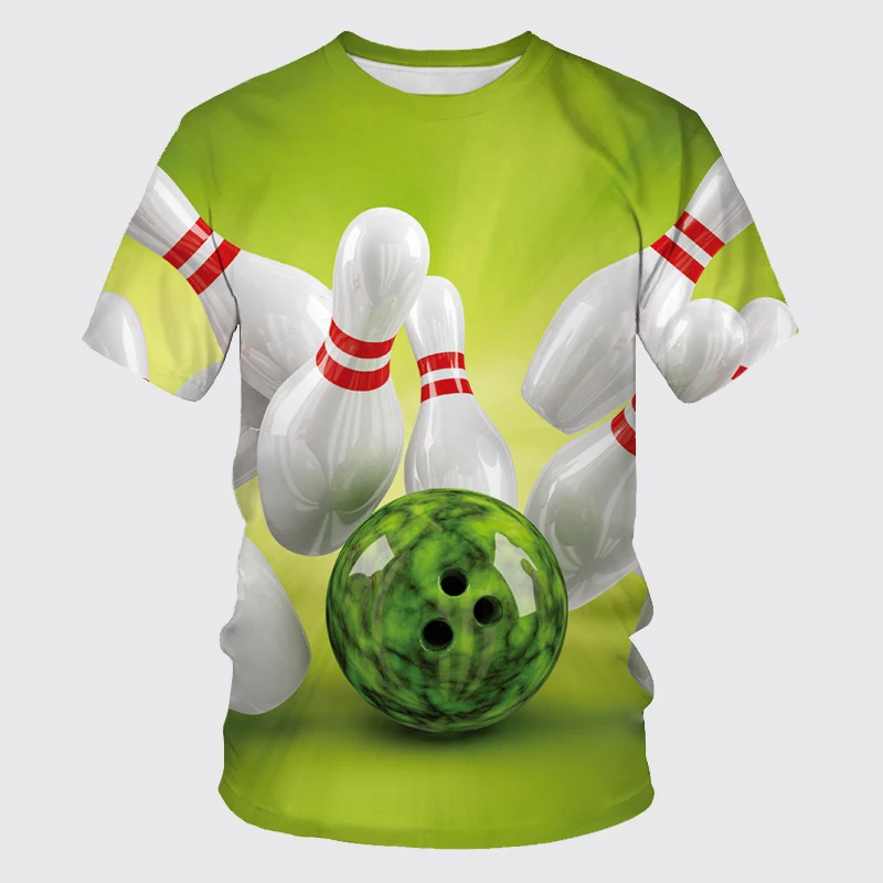 New Summer Bowling 3D Print T-Shirts Sports Casual Streetwear Men Women Fashion Oversized O-Neck T Shirt Male Tees Tops Clothing