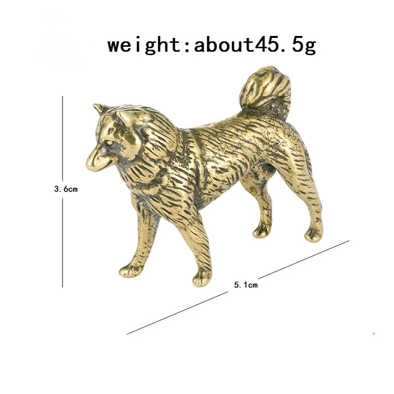 Retro Brass Cute Puppy Figurine Miniature Tea Pet Animal Dog Statue Crafts Collection Office Desk Ornament Home Decor Child Gift