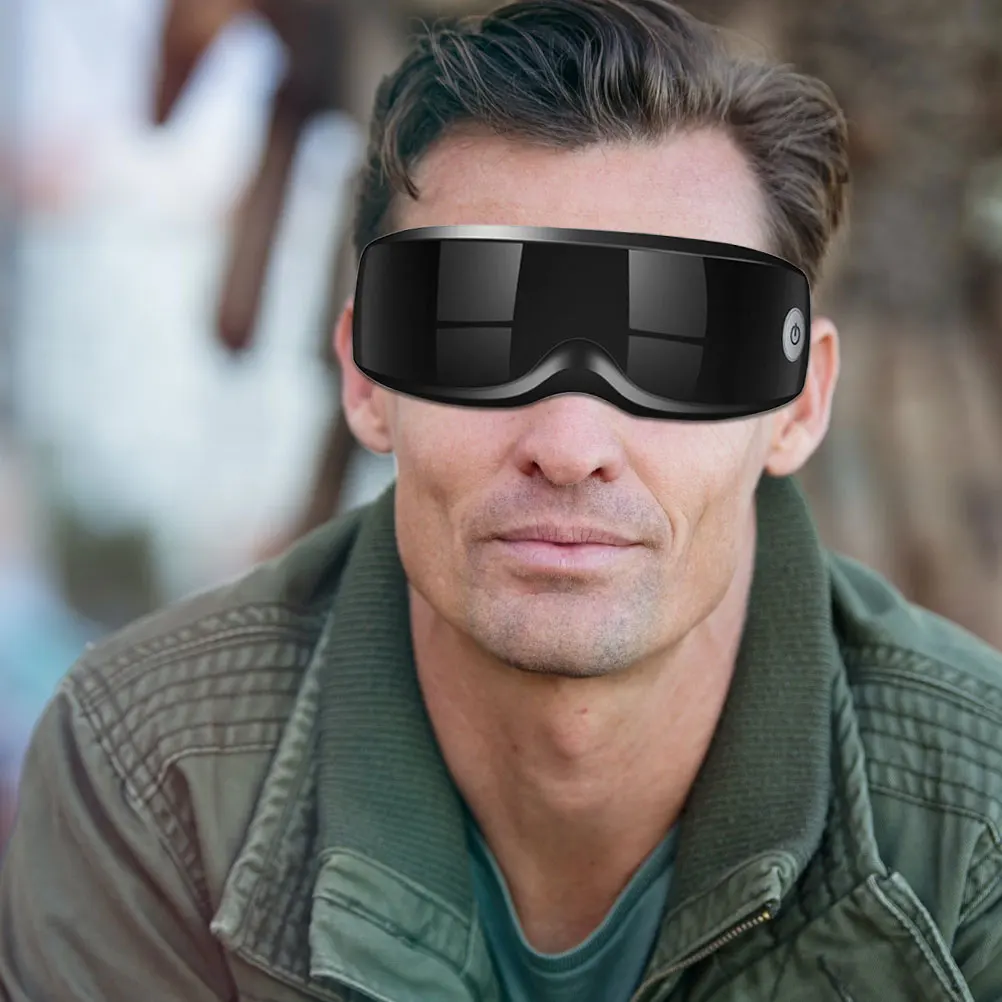 

Rechargeable Eye Massager Adjustable Fit Elastic Headband Silicone Acupoints Vibration Massage Relieve Eye Fatigue Improve Sleep