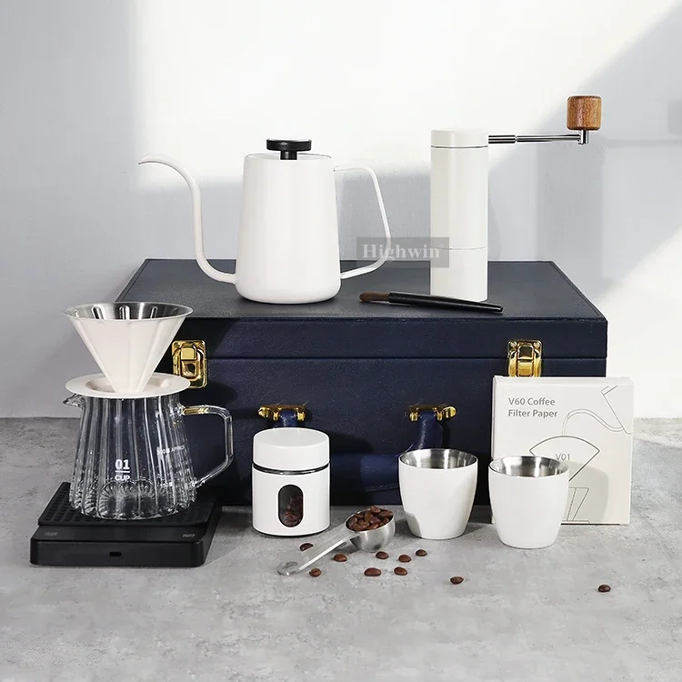 

Набор для заваривания кофе HIGHWIN, портативный, 12 предметов, подарочный набор кофейных дрипперов