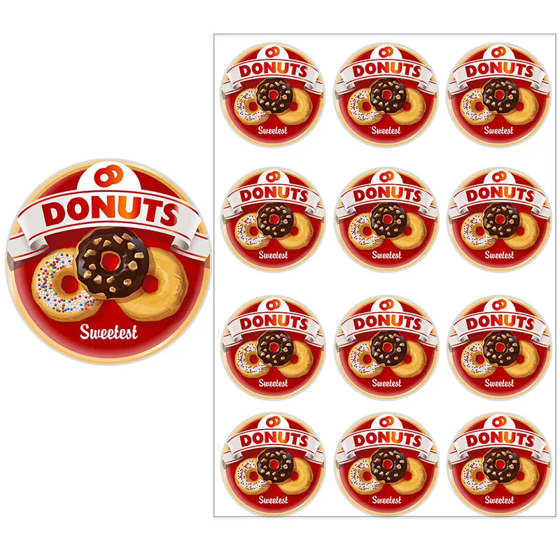 24-70pcs Funny Burger elf-adhestive stickers French Fries Coffee Hot Dog Popcorn Sticker Donut Pickle Novelty Food Sticker